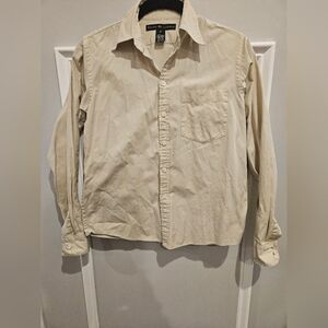 Ralph Lauren Beige Women's Button Down Shirt Size 2 100% Cotton